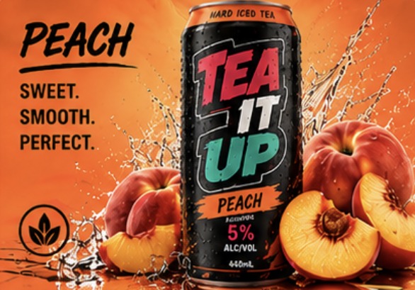 Tea It Up Peach hard iced tea can